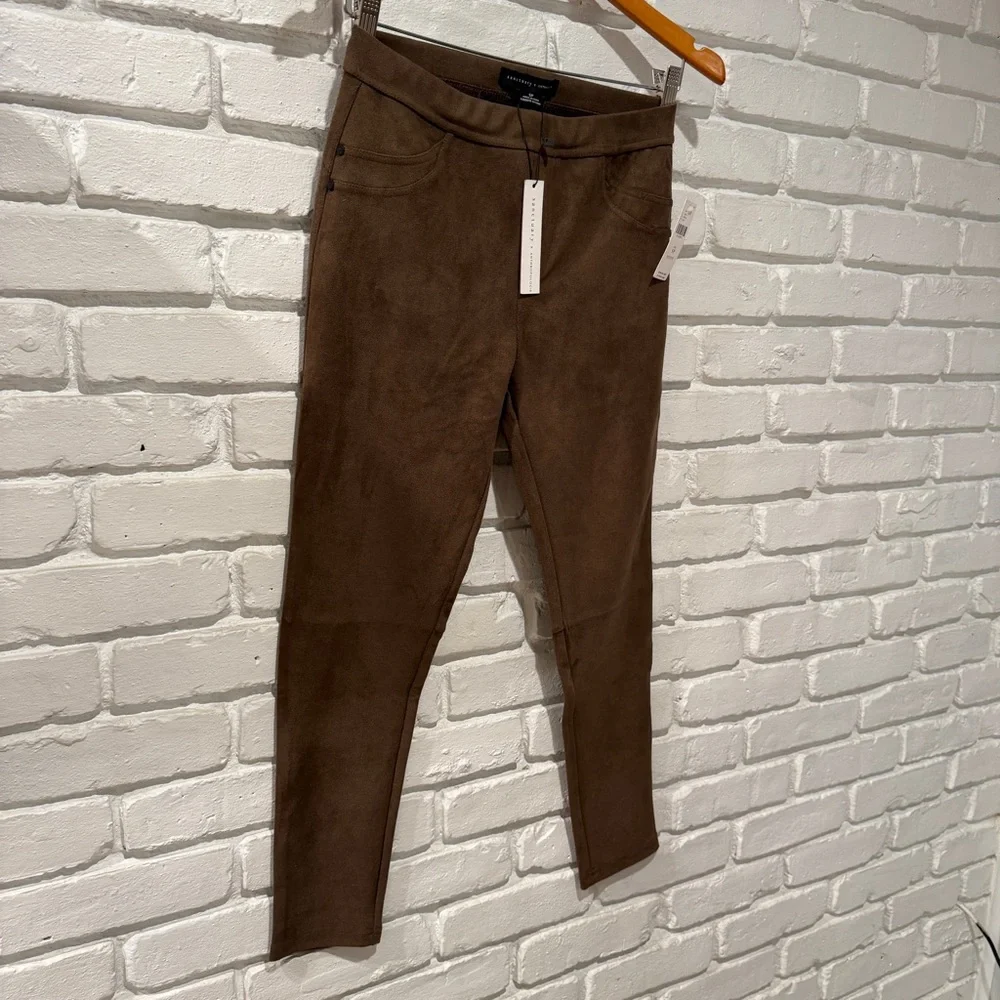 Sanctuary x Anthropologie Brown Faux Suede Pants SP Petite High Rise Skinny NWT